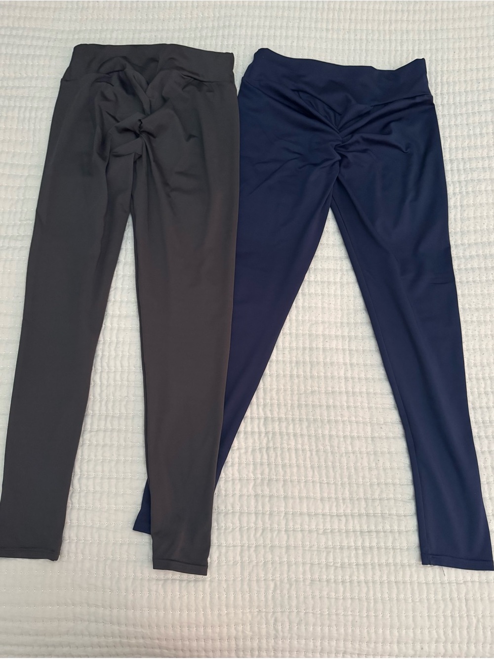 SHEIN Twist-Front Active Leggings in Charcoal and Navy